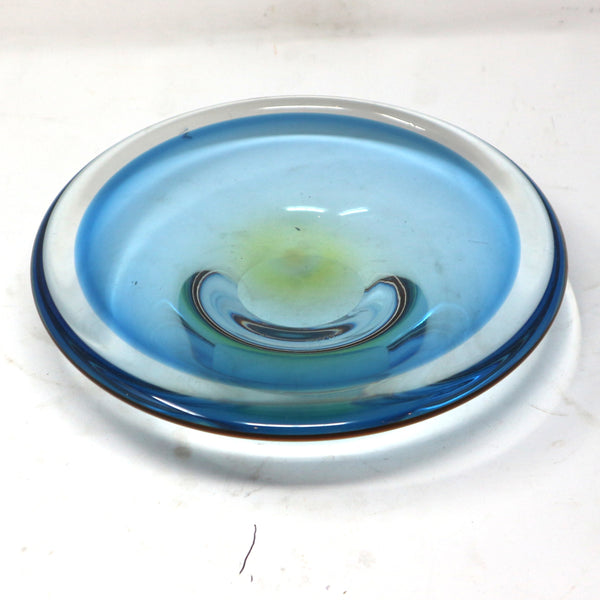 Iris Blue Glass Flat Bowl