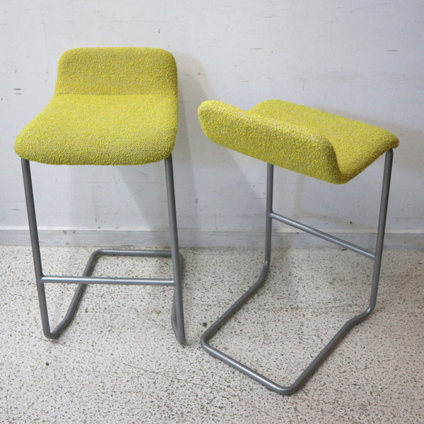 Pair of Allsteel Yellow Boucle Bar Stools