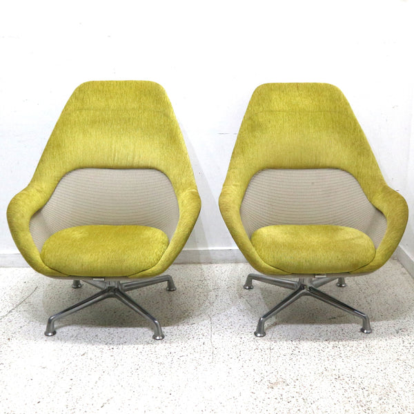 Pair of Allsteel Chartreuse Swivel Chairs