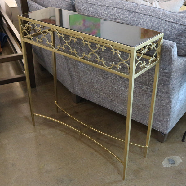 GV C-Fret Gold & Granite Console Table