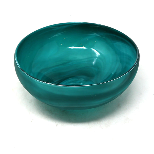 Frosted &Teal Art Glass Bowl