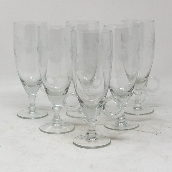 Set of 6 Avitra Etched Crystal Irish Coffee Glasses