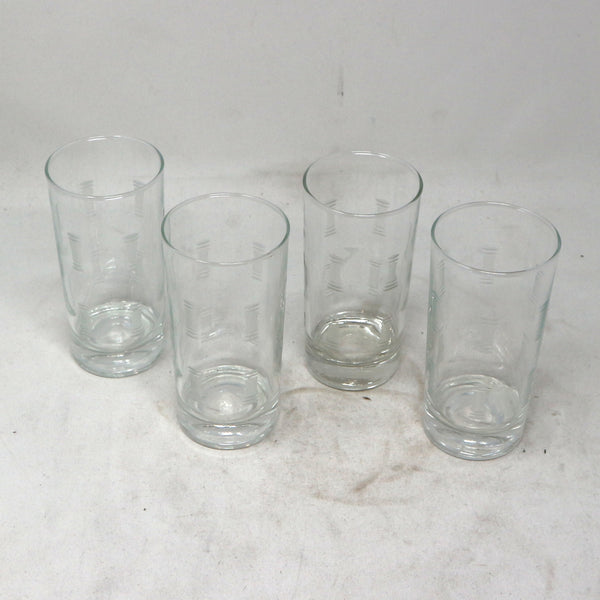 Set of 4 1970s Anchor Hocking Cubist Highball Glasses