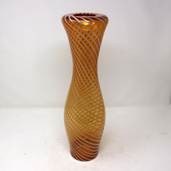 Orange & White Striped Vase