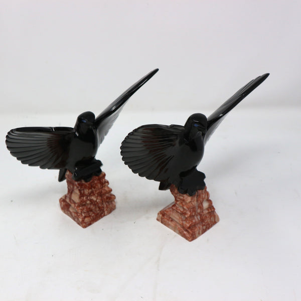 Pair of Black Onyx Eagle Statues