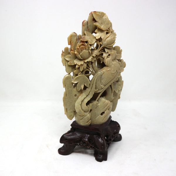 Vintage Carved Soapstone Pheonix on Stand