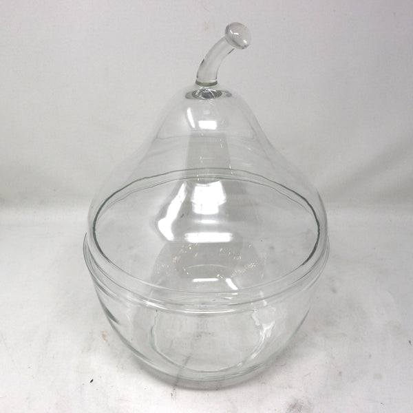 Large Glass Lidded Pear Container