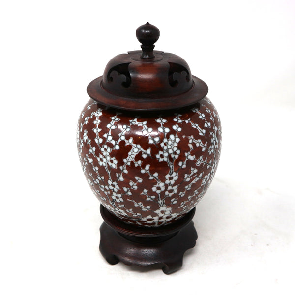 Mini Ceramic Lidded Vase w/Stand