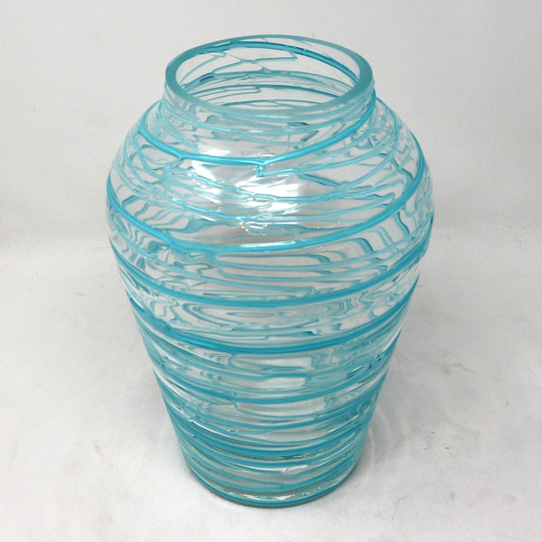 Aqua Threaded Glass Vase