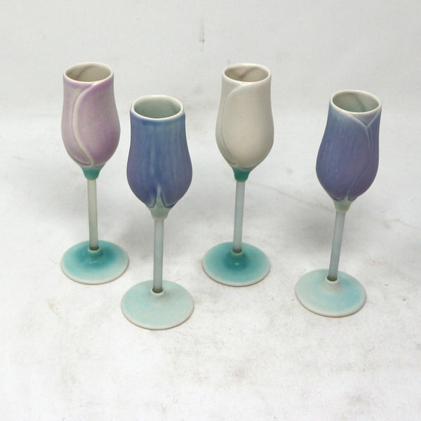 Set of 4 Ceramic Calla Lily Cordial Glasses by Newman Ceramic Works