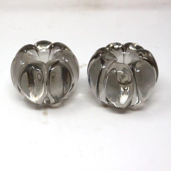Pair of Round Glass Candle Holders