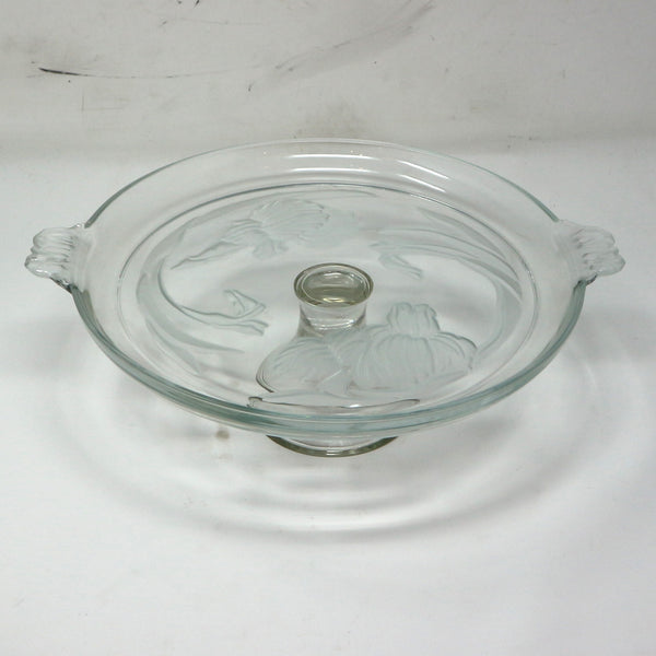Frosted Floral Glass Cake Stand