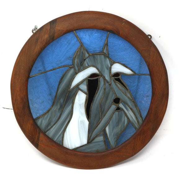 Framed Stained Glass Schnauzer