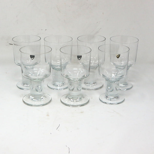 Set of 7 Orrefors Crystal Claret Wine Glasses