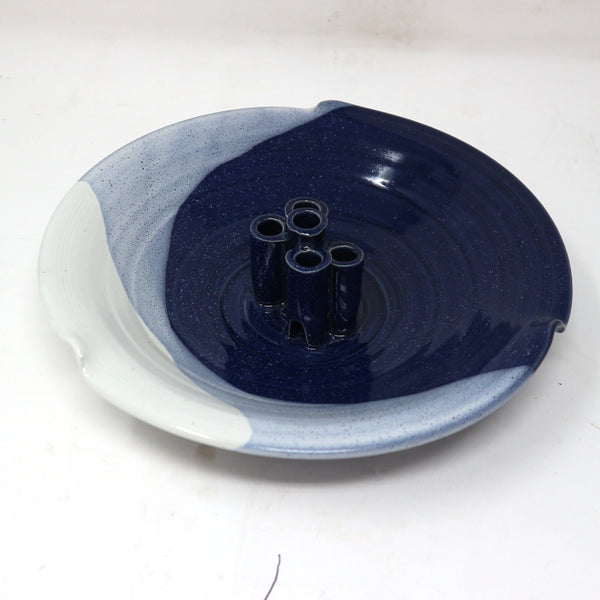 Vintage Ikebana Pottery Flower Frog Bowl