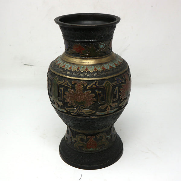 Vintage Bronze Cloisonne Asian Vase