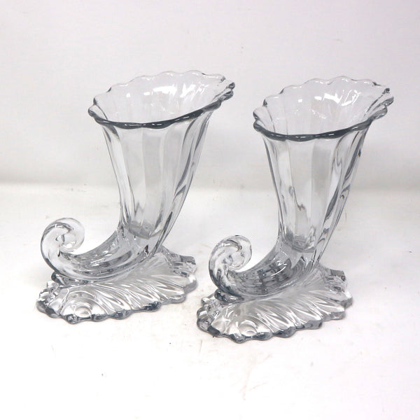 Pair Vintage Glass Horn