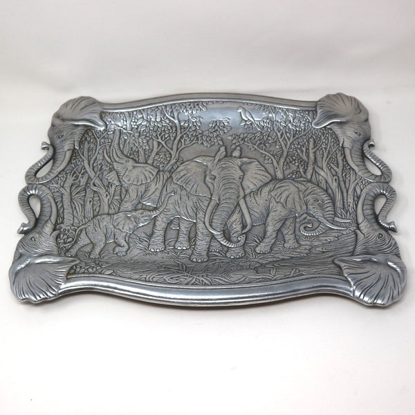 Arthur Court Aluminum Elephant Serving Tray With Handles