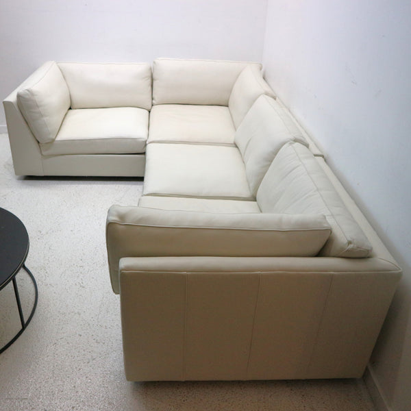 Room & Board Cream Leather Sectional