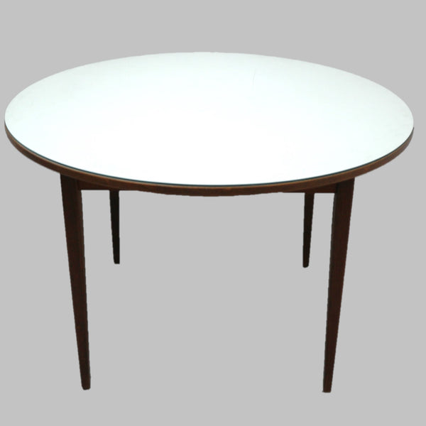 Vintage Teak White Glass Top Table
