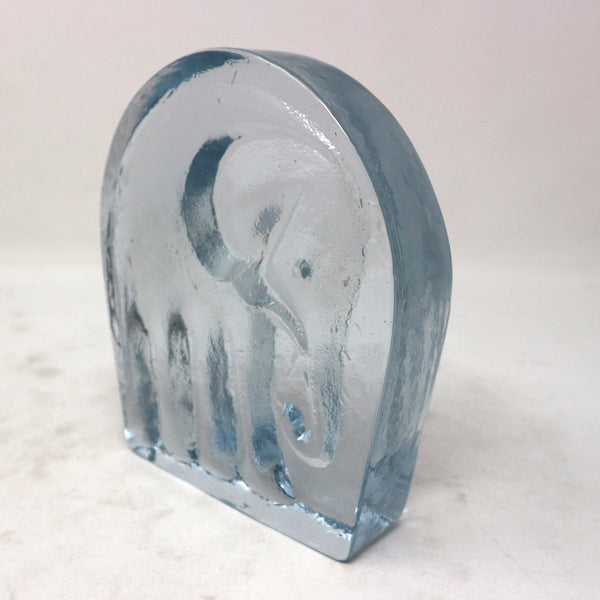 Blenko Clear Glass Elephant Block