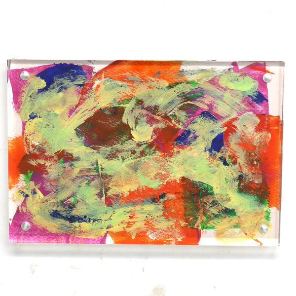 Original Art by Tracy Fishman Acrylic on Paper in Acrylic Block