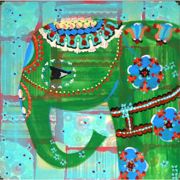 “Green Elephant” Mixed Media on Canvas