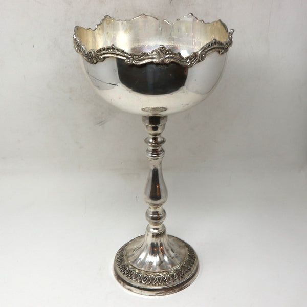 Mid-Century Plated Rose Bowl on Pedestal Base