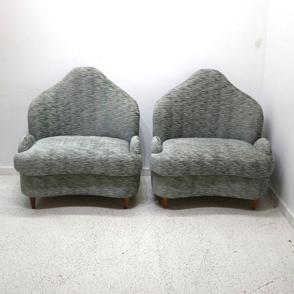 Pair Badari Dionisio Chairs in Dedar Dans Les Nuages Chenille