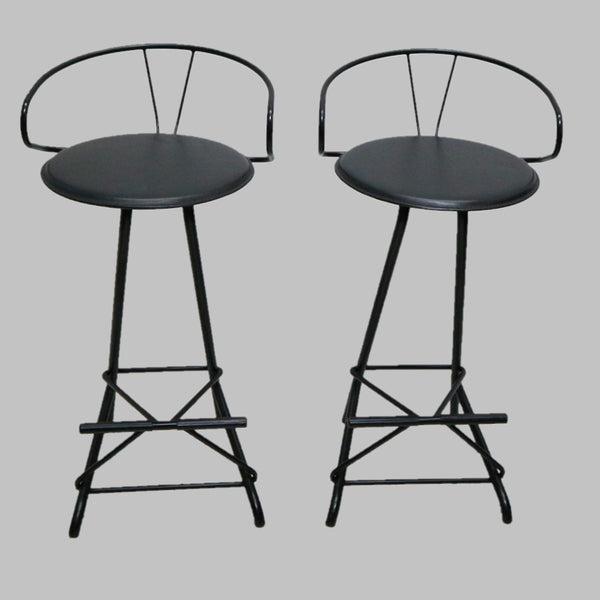Pair of Vintage Italian Black Bar Stools