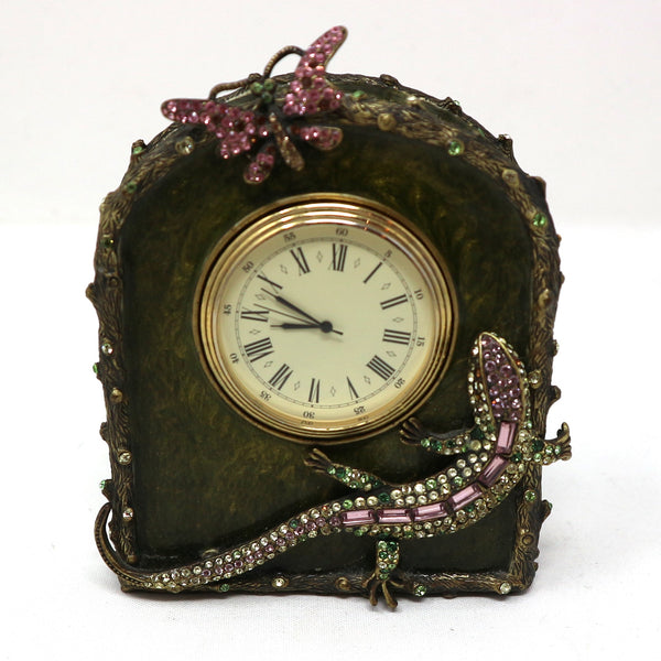 Jay Strongwater Swarovski Lizard Clock