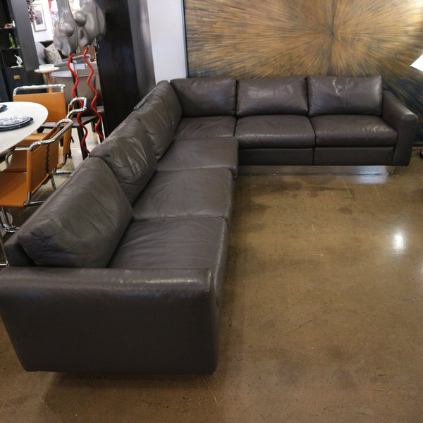 Vintage Novikoff Grey Leather Sectional "as-is"