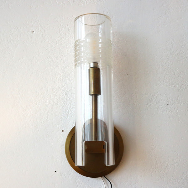 Pair of Modern Gold and Glass Sconces