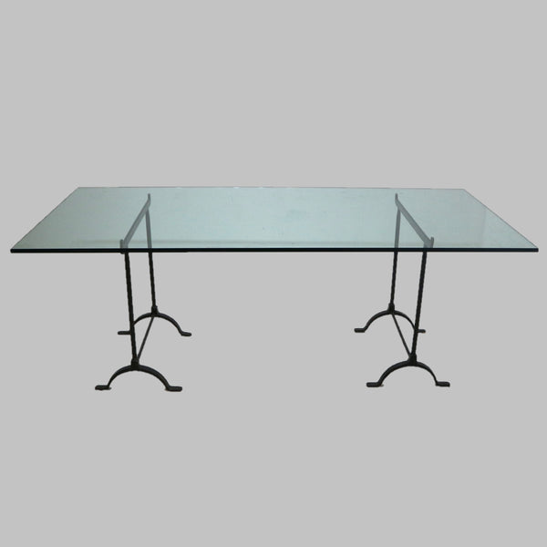 Custom Wrought Iron & Glass Dining Table