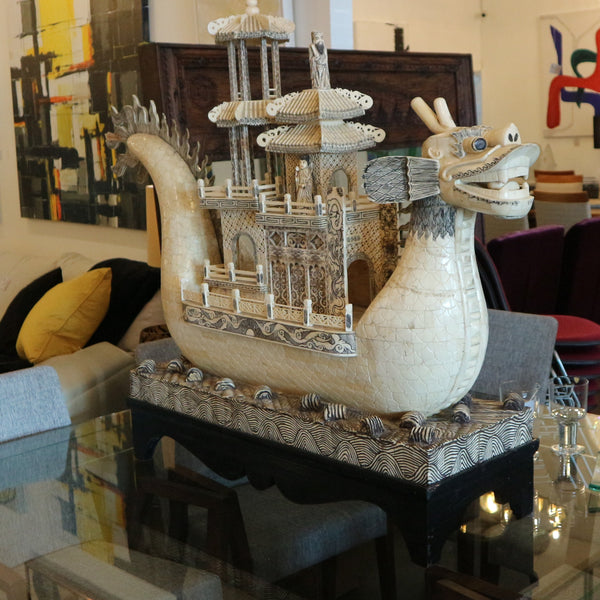 Antique Bone Dragon Boat “AS IS”