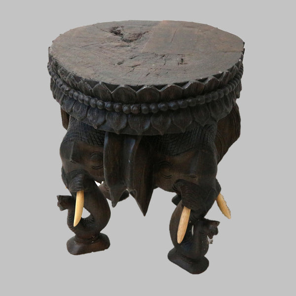 Burmese Hand Carved Elephant Table