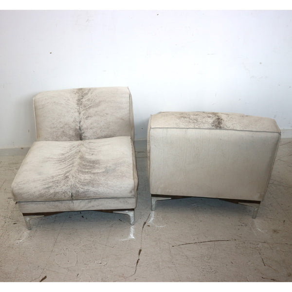 Pair of Anthony James Baci Hide Chairs “As Is”