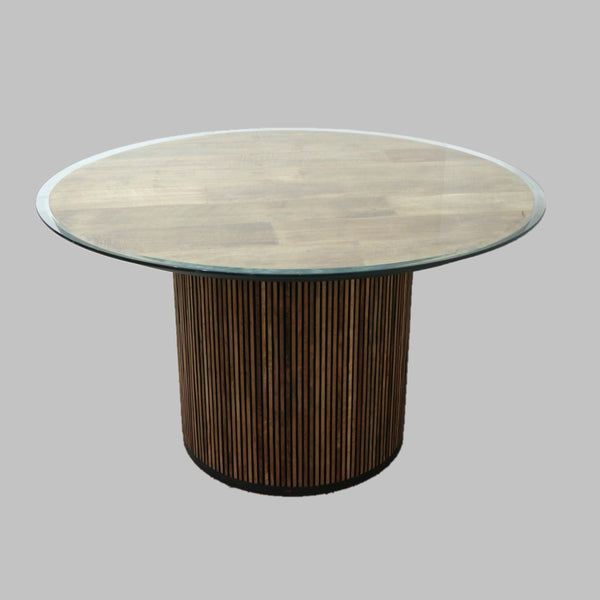 Round Wooden Slatted Dining Table