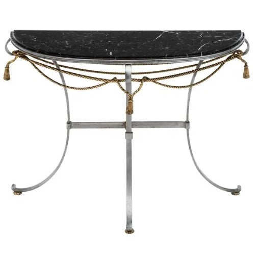 Vintage Console w/ Black Marble & Brass Rope