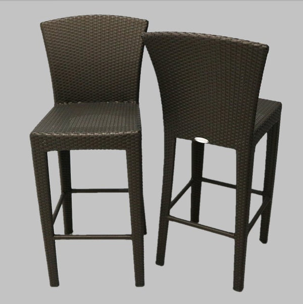 Set of 3 Dedon Brown Wicker Barstools